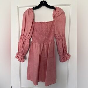 Reformation Long Sleeve Linen Mini Dress
